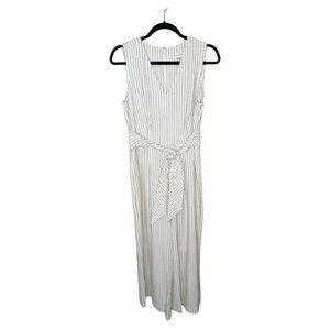 Calvin Klein White and Black Pinstriped Wide Leg Jumsuit size 6